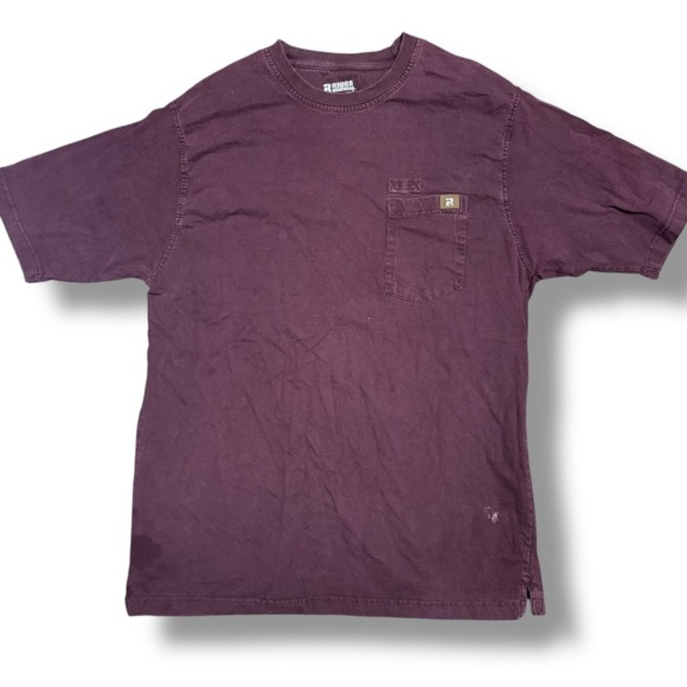 Riggs Workwear by Wrangler Short Sleeve Pocket T Shirt Mens XL Burgundy Cotton